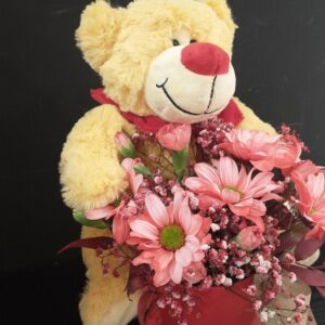 Walentynkowy flower box z misiem
